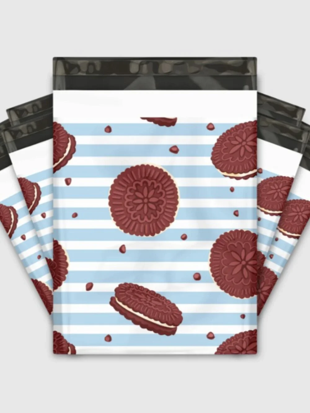 25 10x13 Poly Mailers Cookies Stripes Shipping Envelopes Self Seal Bags